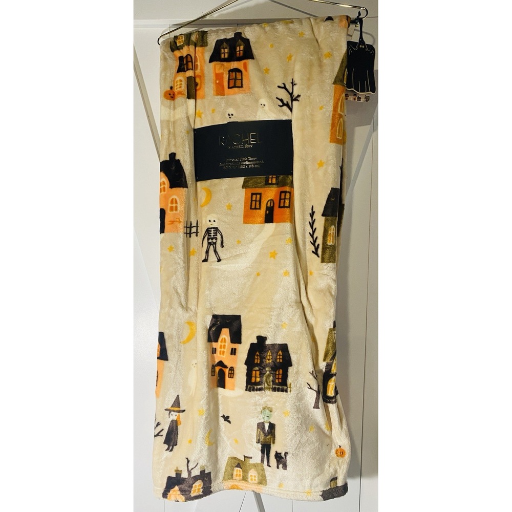 Rachael Roy Halloween Haunted House Skeleton Gothic Super Plush Throw 60x70-NWT